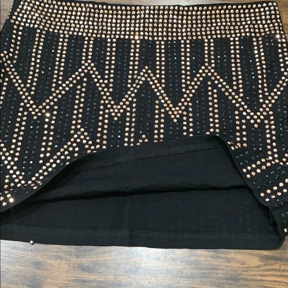 Gold and Black Studded Mini Skirt (NWOT) - Picture 4 of 8
